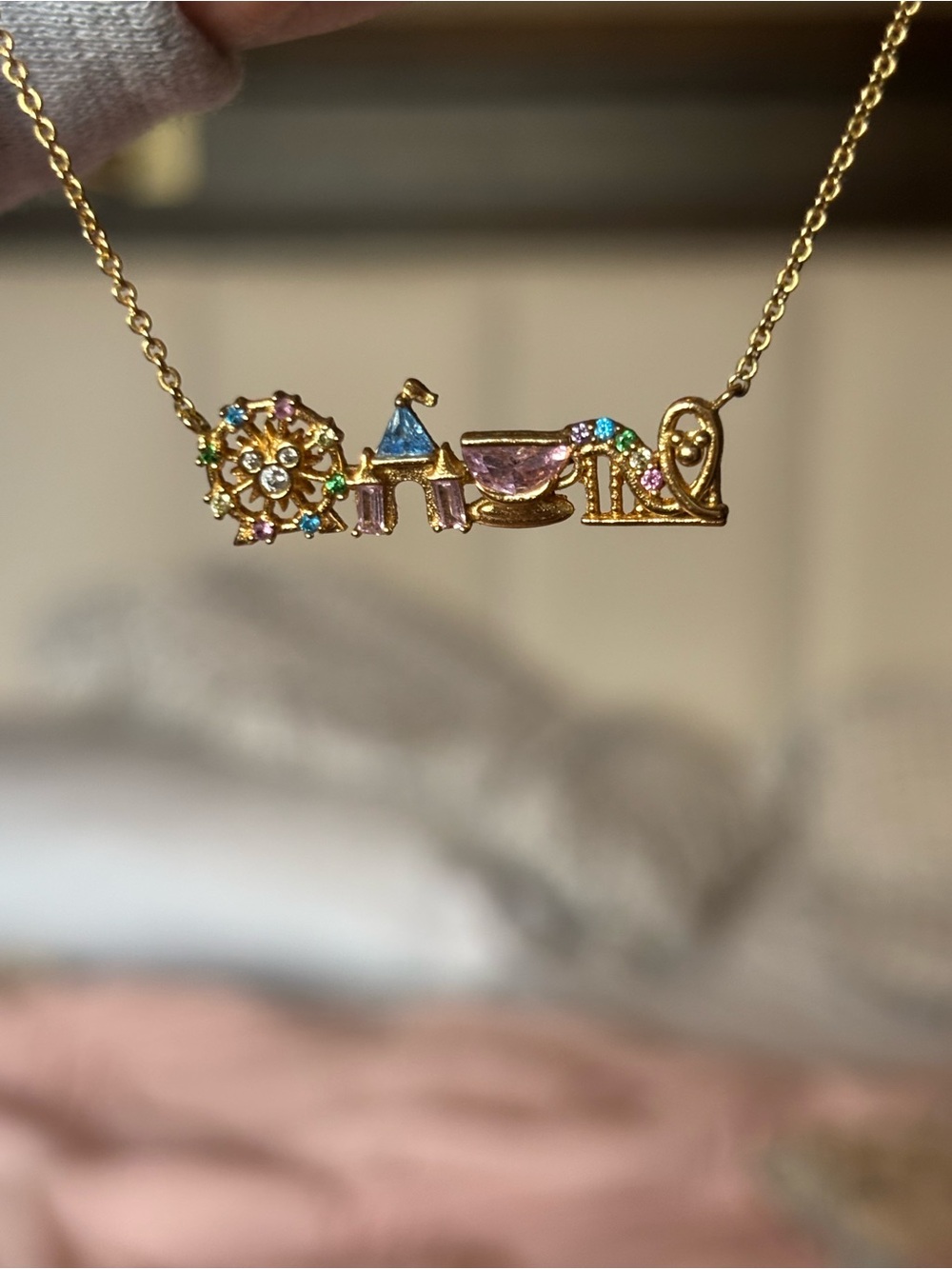 Disney X Girls Crew Fairest Wheel, Castle, Tea Cup & Rollercoaster Necklace
